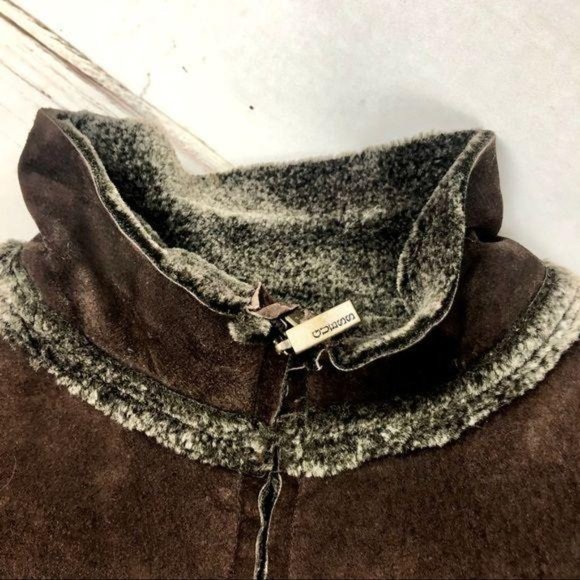 GUESS Brown Suede Jacket with Faux-Fur Lining - L - Picture 4 of 9